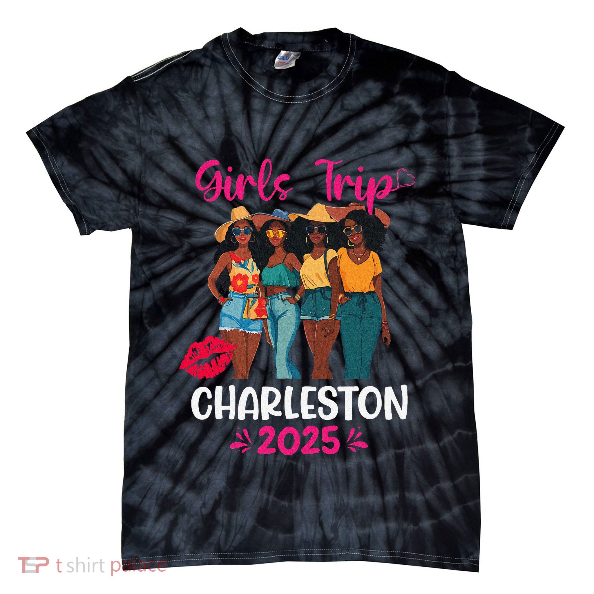 Black Trip Charleston 2025 Vacation Matching Tie-Dye T-Shirt