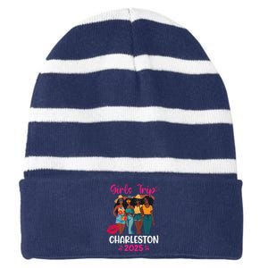 Black Trip Charleston 2025 Vacation Matching Striped Beanie with Solid Band