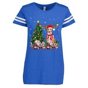 Bull Terrier Christmas Tree Lights Santa Pajamas Xmas Gift Enza Ladies Jersey Football T-Shirt