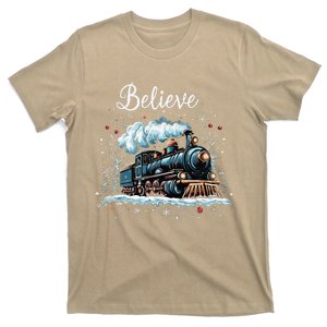 Believe Train Christmas Funny Family Xmas T-Shirt