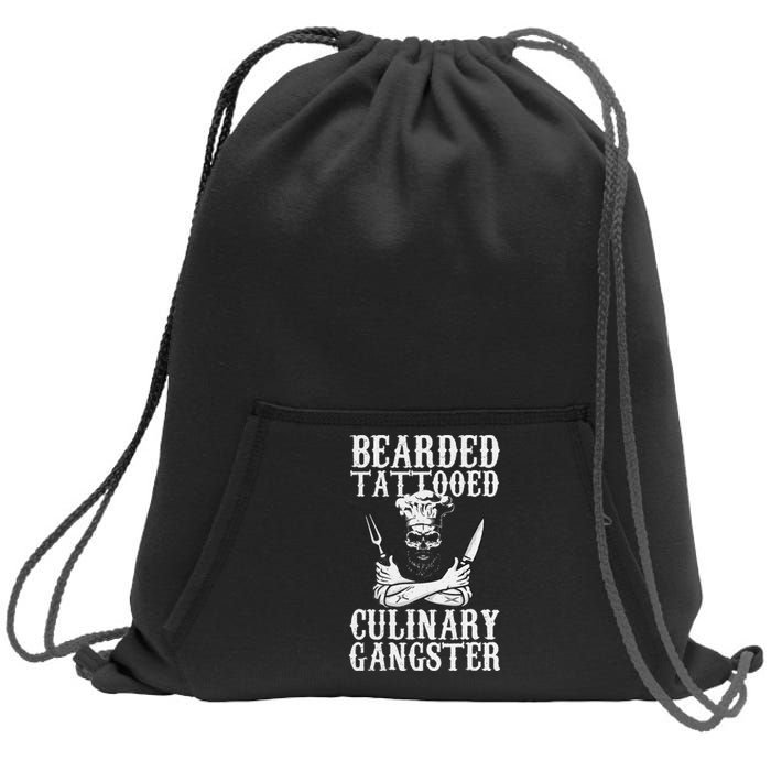 Bearded Tattooed Culinary Gangster Pro Cooking Chef Sweatshirt Cinch Pack Bag