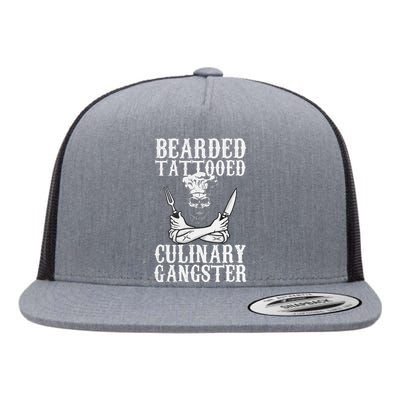 Bearded Tattooed Culinary Gangster Pro Cooking Chef Flat Bill Trucker Hat