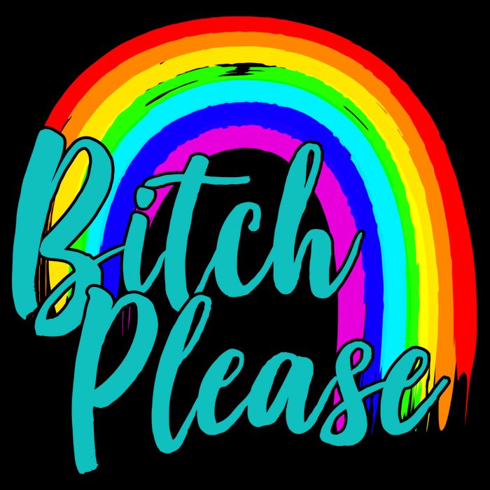 B*tch Please Rainbow Cropped Pullover Crew