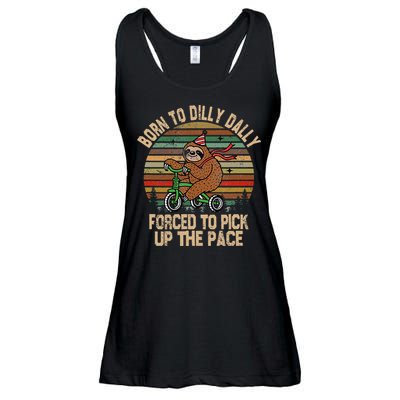 Born To Dilly Dally Forced To Pick Up The Pace Cute Sloth Ladies Essential Flowy Tank