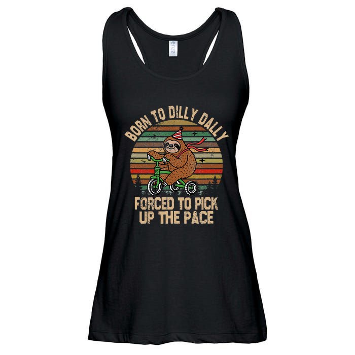 Born To Dilly Dally Forced To Pick Up The Pace Cute Sloth Ladies Essential Flowy Tank