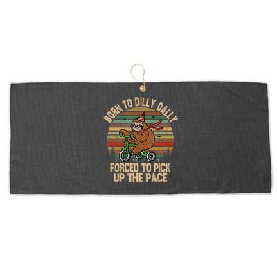 Born To Dilly Dally Forced To Pick Up The Pace Cute Sloth Large Microfiber Waffle Golf Towel