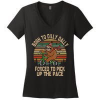 Born To Dilly Dally Forced To Pick Up The Pace Cute Sloth Women's V-Neck T-Shirt