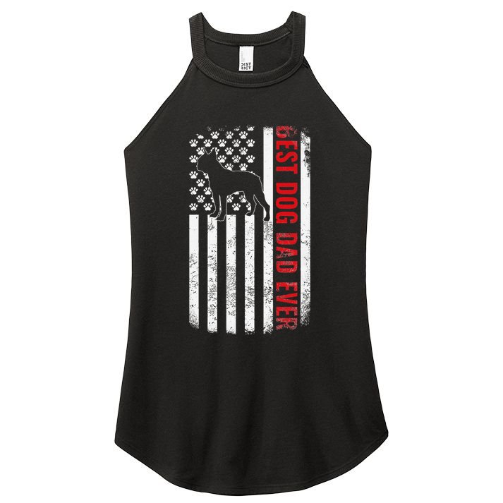 Boston Terrier Dad Dog Dad FatherS Day American Dog Dad Women's Perfect Tri Rocker Tank