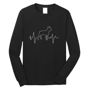 Boston Terrier Dog Lover Funny Cute Heartbeat Puppy Love Long Sleeve Shirt