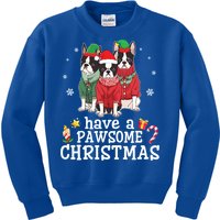 Boston Terrier Dogs Merry Mom Dad Have A Pawsome Christmas Gift Kids Sweatshirt