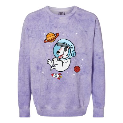 Bull Terrier Dog Astronaut Space Universe Galaxy Cool Gift Colorblast Crewneck Sweatshirt