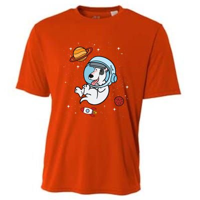 Bull Terrier Dog Astronaut Space Universe Galaxy Cool Gift Cooling Performance Crew T-Shirt