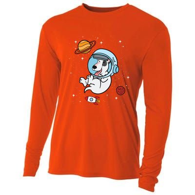 Bull Terrier Dog Astronaut Space Universe Galaxy Cool Gift Cooling Performance Long Sleeve Crew