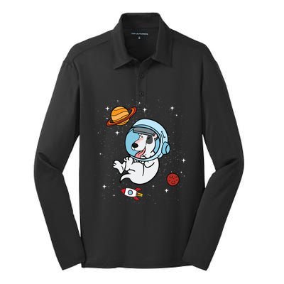 Bull Terrier Dog Astronaut Space Universe Galaxy Cool Gift Silk Touch Performance Long Sleeve Polo