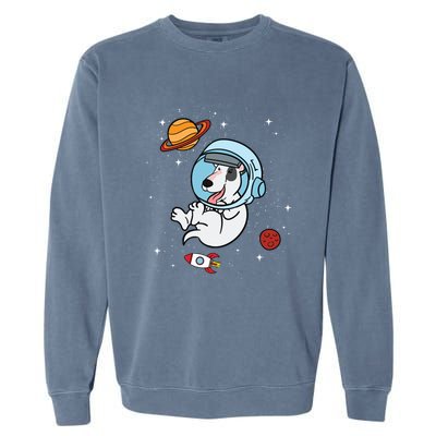 Bull Terrier Dog Astronaut Space Universe Galaxy Cool Gift Garment-Dyed Sweatshirt