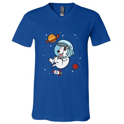 Bull Terrier Dog Astronaut Space Universe Galaxy Cool Gift V-Neck T-Shirt