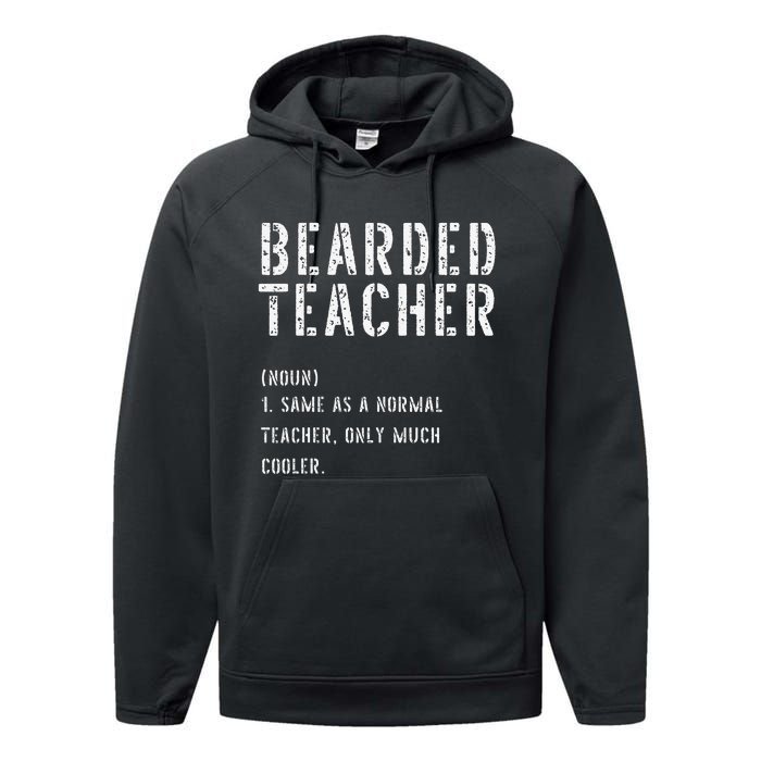 Bearded Teacher Definition First Day of School Performance Fleece Hoodie