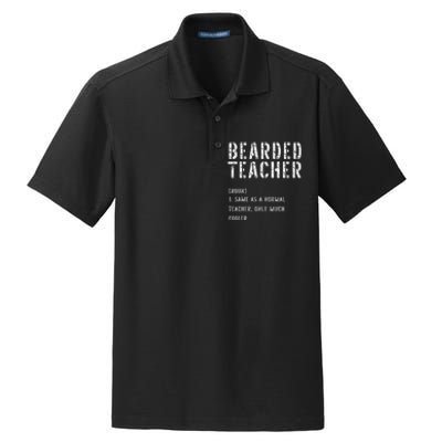 Bearded Teacher Definition First Day of School Dry Zone Grid Polo