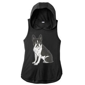 Boston Terrier Dog Ladies PosiCharge Tri-Blend Wicking Draft Hoodie Tank