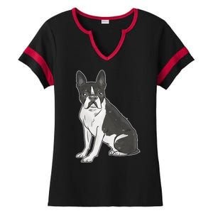 Boston Terrier Dog Ladies Halftime Notch Neck Tee