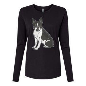 Boston Terrier Dog Womens Cotton Relaxed Long Sleeve T-Shirt