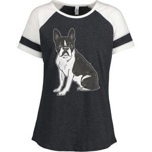 Boston Terrier Dog Enza Ladies Jersey Colorblock Tee