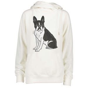 Boston Terrier Dog Womens Funnel Neck Pullover Hood