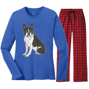 Boston Terrier Dog Women's Long Sleeve Flannel Pajama Set 