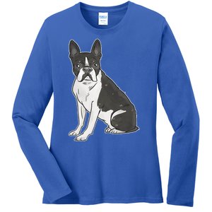 Boston Terrier Dog Ladies Long Sleeve Shirt