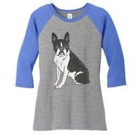 Boston Terrier Dog Women's Tri-Blend 3/4-Sleeve Raglan Shirt