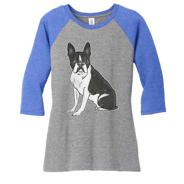 Boston Terrier Dog Women's Tri-Blend 3/4-Sleeve Raglan Shirt