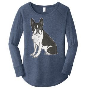 Boston Terrier Dog Women's Perfect Tri Tunic Long Sleeve Shirt