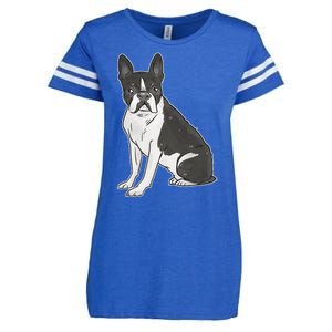 Boston Terrier Dog Enza Ladies Jersey Football T-Shirt