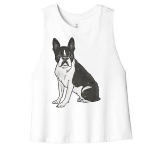 Boston Terrier Dog Women's Racerback Cropped Tank