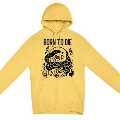 Born To Die Heavy Metal Rattlesnake Rip Tombstone Premium Pullover Hoodie