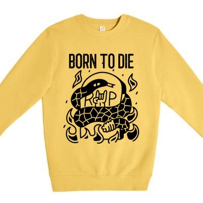 Born To Die Heavy Metal Rattlesnake Rip Tombstone Premium Crewneck Sweatshirt