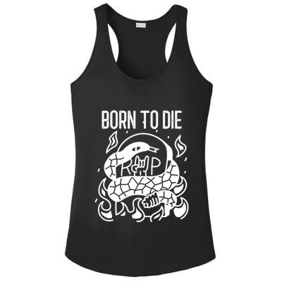 Born To Die Heavy Metal Rattlesnake Rip Tombstone Ladies PosiCharge Competitor Racerback Tank