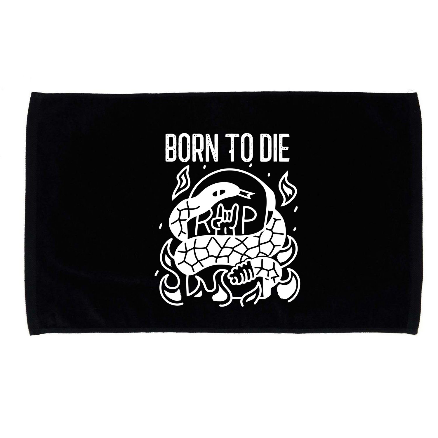 Born To Die Heavy Metal Rattlesnake Rip Tombstone Microfiber Hand Towel