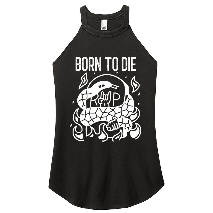 Born To Die Heavy Metal Rattlesnake Rip Tombstone Women's Perfect Tri Rocker Tank