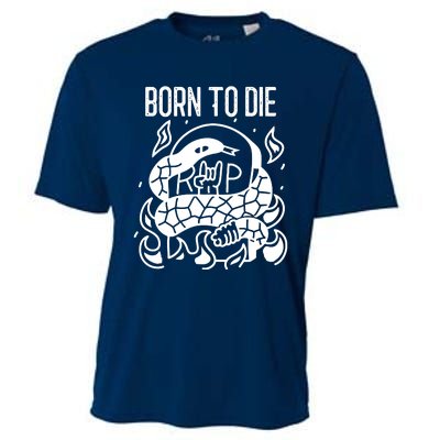 Born To Die Heavy Metal Rattlesnake Rip Tombstone Cooling Performance Crew T-Shirt