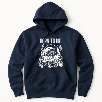 Born To Die Heavy Metal Rattlesnake Rip Tombstone Hoodie