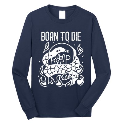 Born To Die Heavy Metal Rattlesnake Rip Tombstone Long Sleeve Shirt