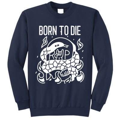 Born To Die Heavy Metal Rattlesnake Rip Tombstone Sweatshirt