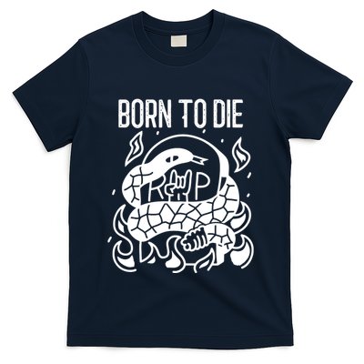 Born To Die Heavy Metal Rattlesnake Rip Tombstone T-Shirt
