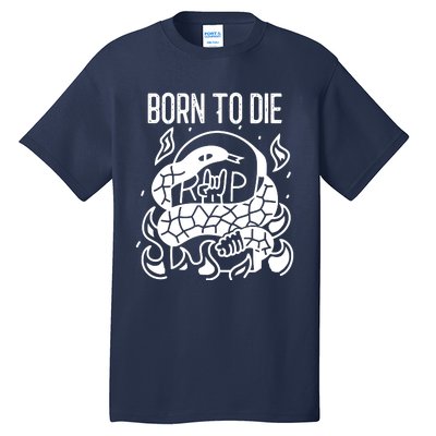 Born To Die Heavy Metal Rattlesnake Rip Tombstone Tall T-Shirt