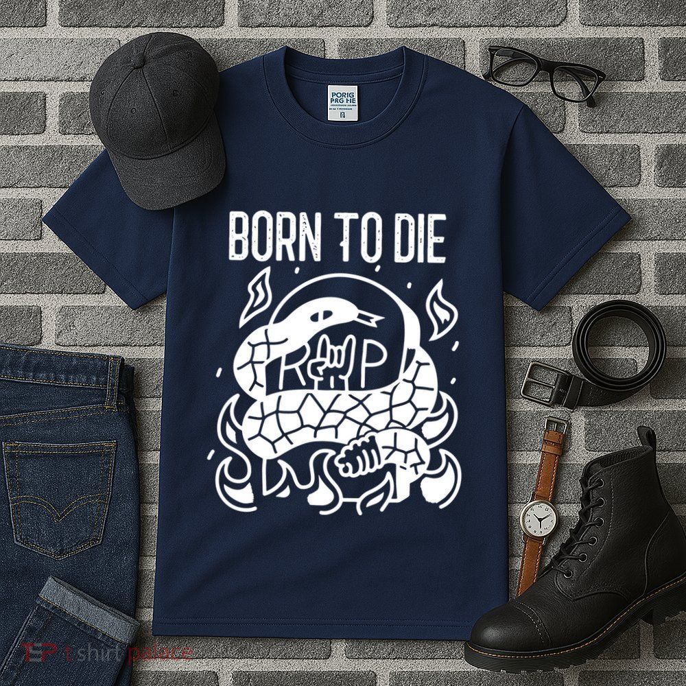 Born To Die Heavy Metal Rattlesnake Rip Tombstone Tall T-Shirt