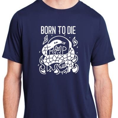 Born To Die Heavy Metal Rattlesnake Rip Tombstone Adult ChromaSoft Performance T-Shirt