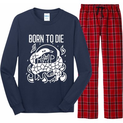 Born To Die Heavy Metal Rattlesnake Rip Tombstone Long Sleeve Pajama Set