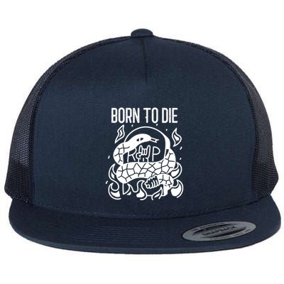 Born To Die Heavy Metal Rattlesnake Rip Tombstone Flatbill Hat