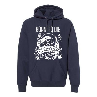 Born To Die Heavy Metal Rattlesnake Rip Tombstone Premium Hoodie